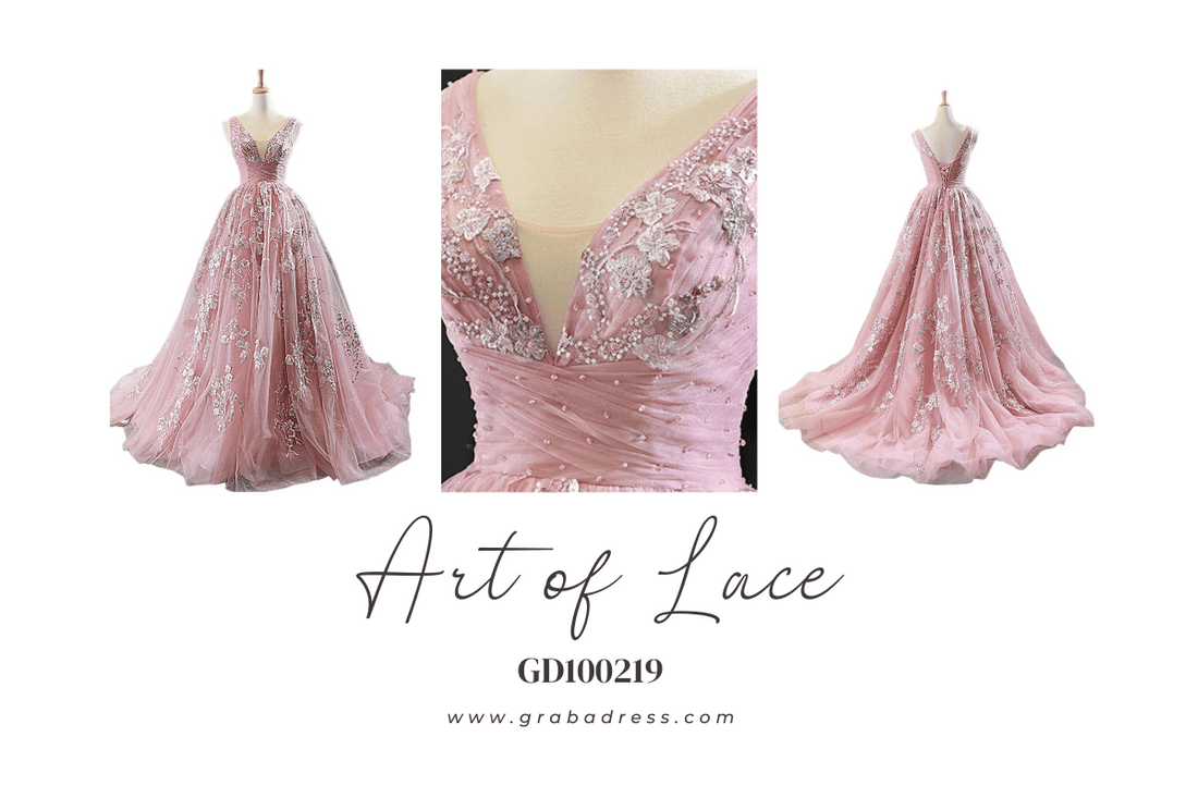 GD100219 - Lace A-Line V-Neck Sleeveless Dress