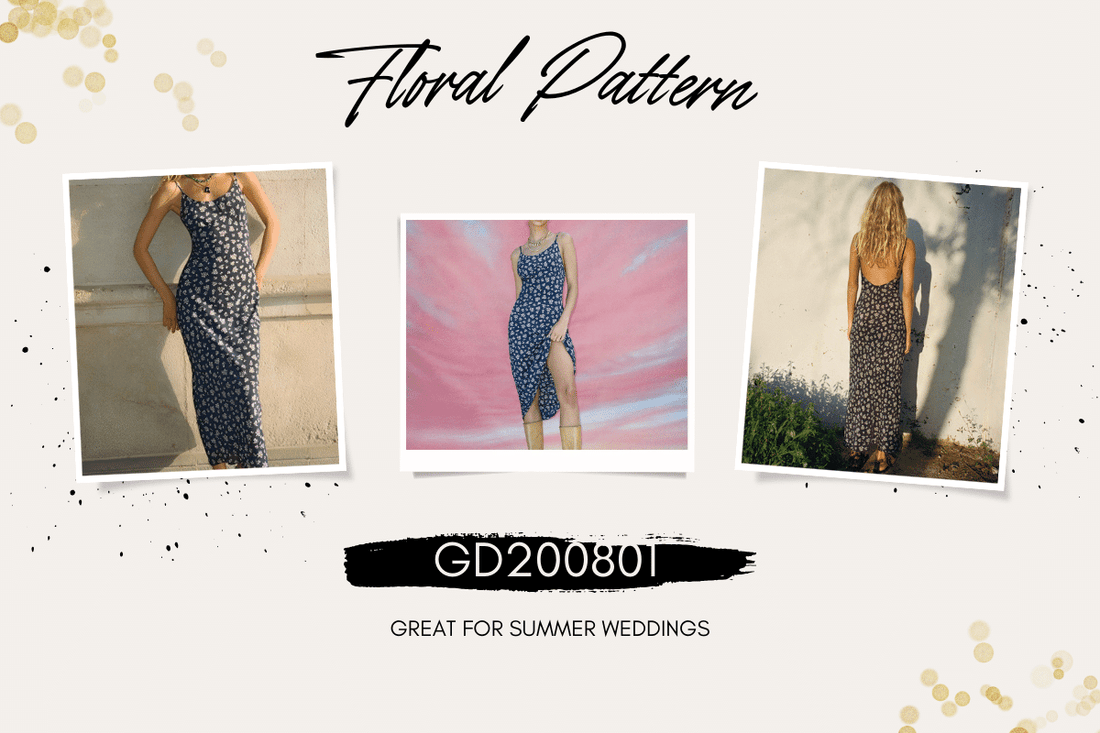 GD200801 - Floral Sheath Spaghetti Straps Sleeveless Dress