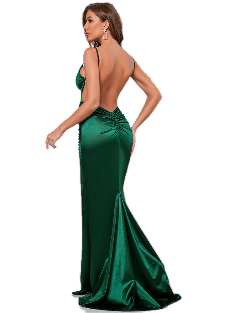 Silk Like Satin Sheath V-Neck Sleeveless-Prom Dress-GD102155