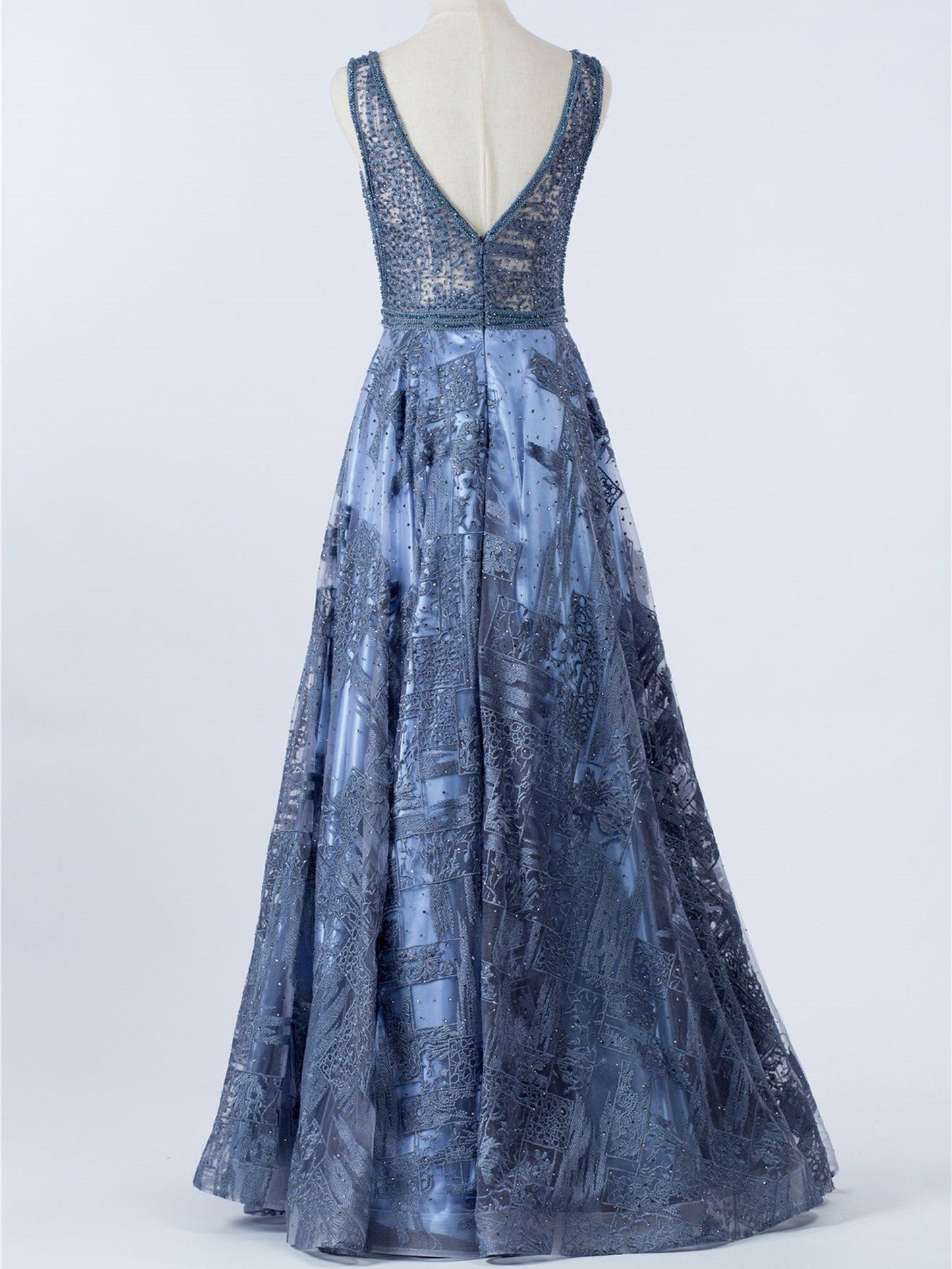 Lace A-Line V-Neck Sleeveless-Prom Dress-GD102173