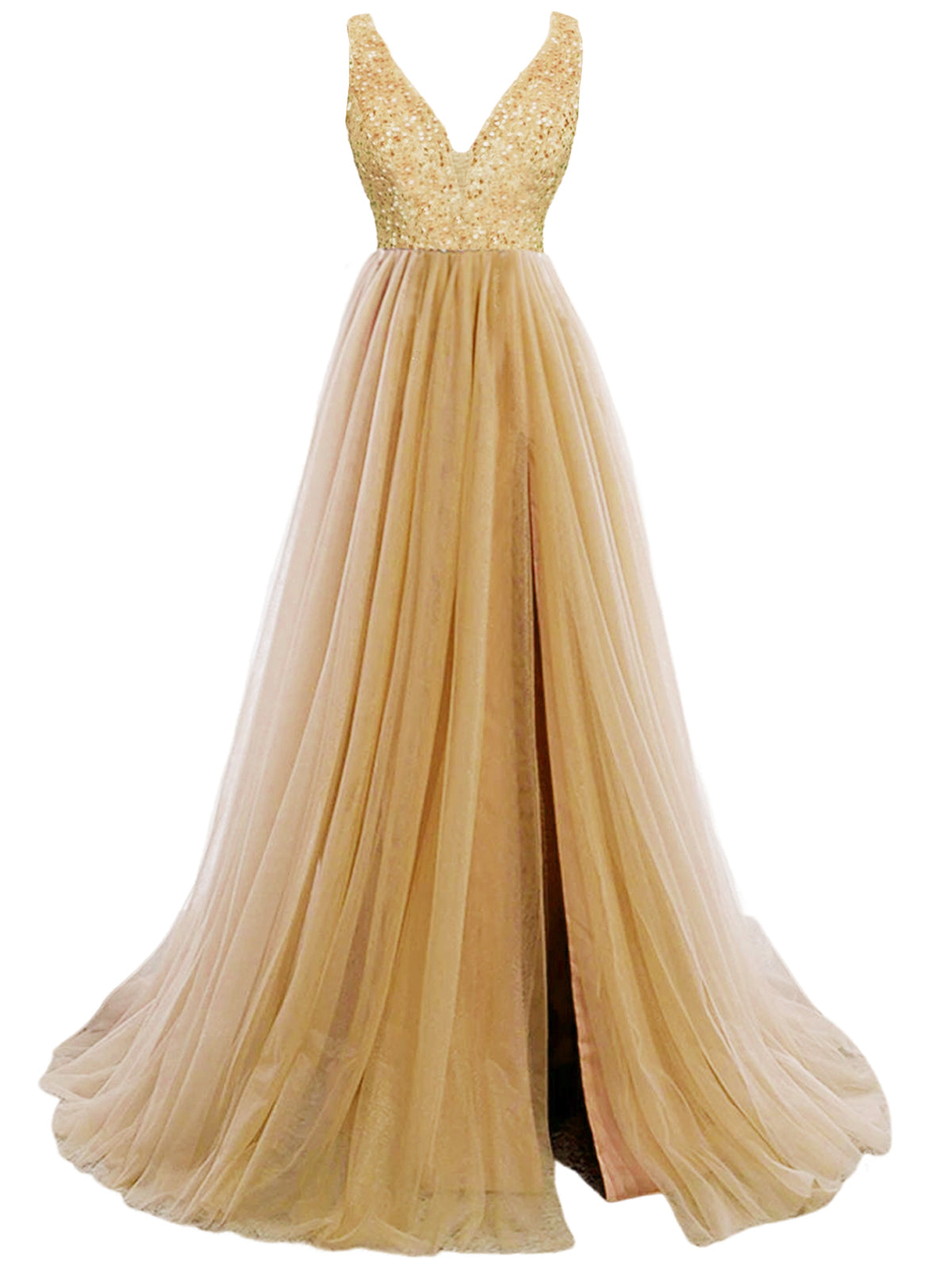 Lace A-Line Spaghetti Straps Sleeveless Prom Dress-GD102174