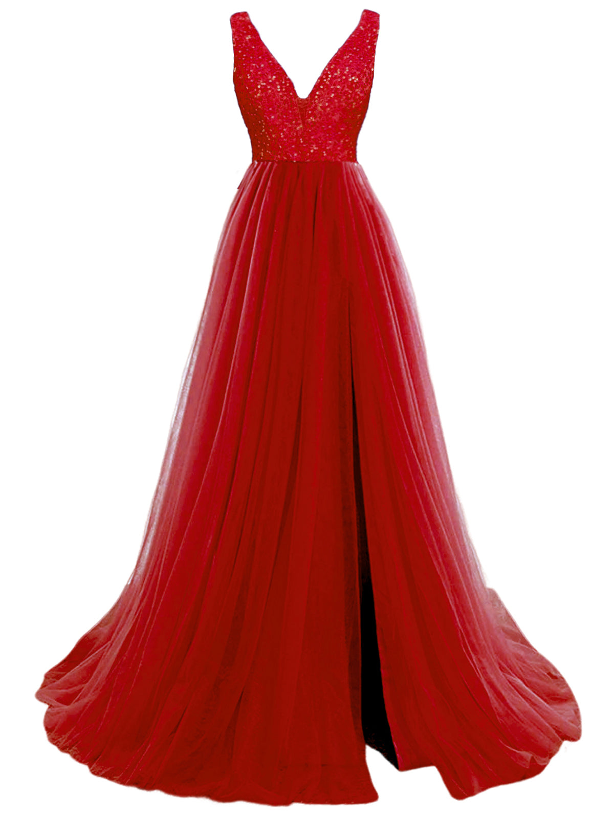 Lace A-Line Spaghetti Straps Sleeveless Prom Dress-GD102174