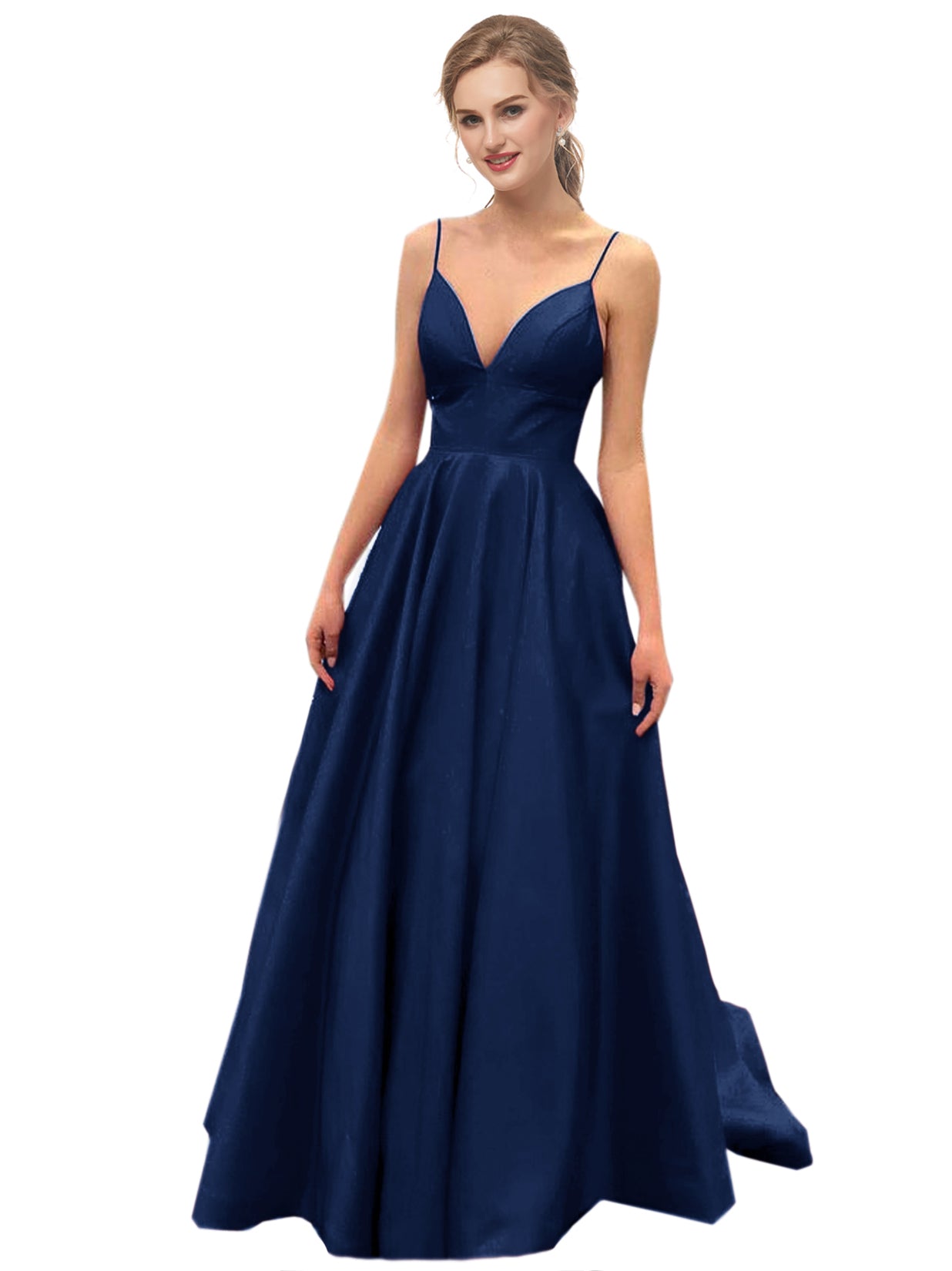 Satin A-Line Spaghetti Straps Sleeveless Prom Dress-GD102175