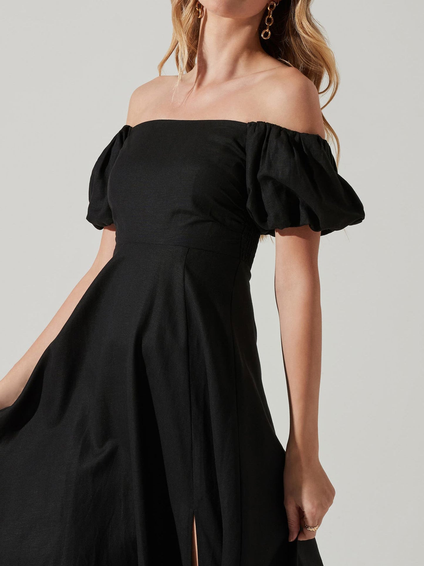 Ruched Surplice A-Line Off the Shoulder Half Sleeves-Dress-GD102206