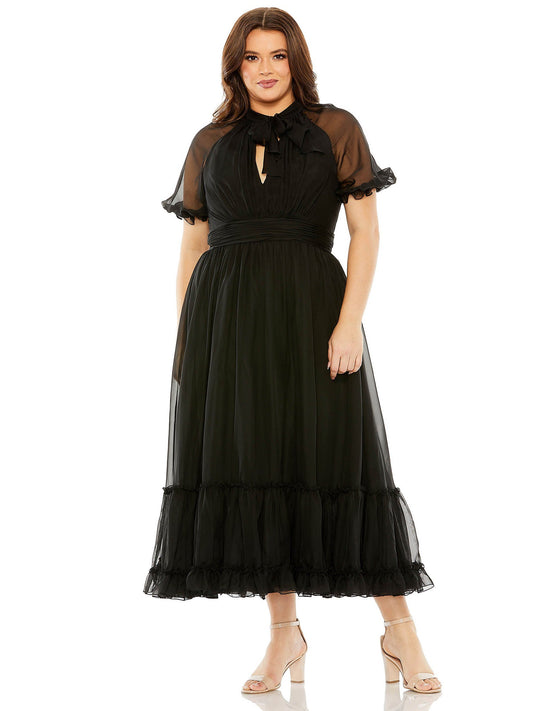 Tulle A-Line Scoop Neck Half Sleeves-Dress-GD102220