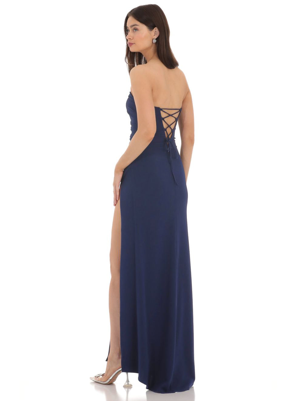 Ruched Surplice Sheath V-Neck Sleeveless Dress-GD102286