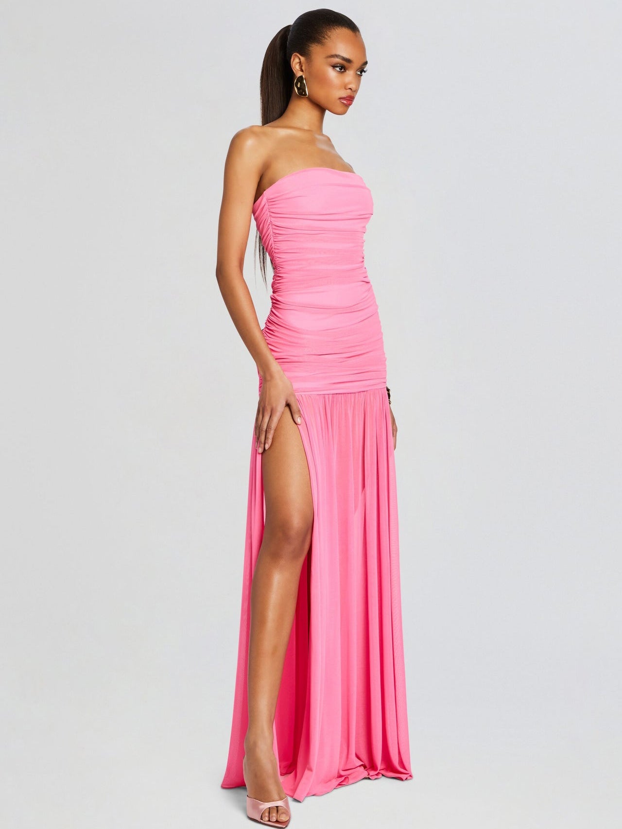 Pearl Chiffon Strapless Sleeveless