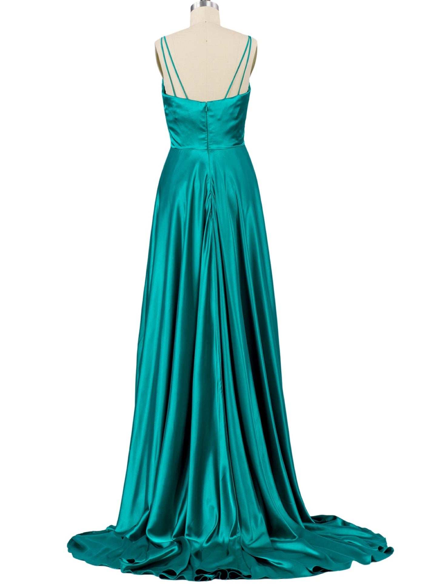 Silk Like Satin A-Line Spaghetti Straps Sleeveless-Prom Dress-GD100120