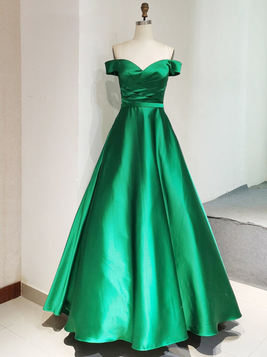 Silk Like Satin A-Line Off the Shoulder Sleeveless-Prom Dress-GD100502