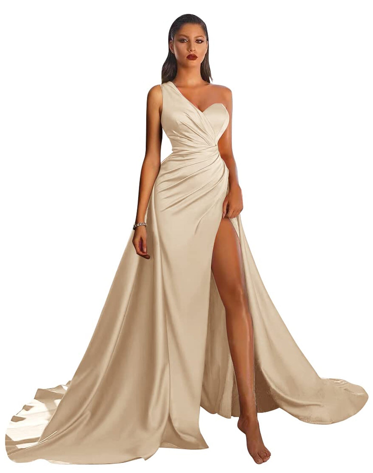 Satin V-Neck Sleeveless Dress