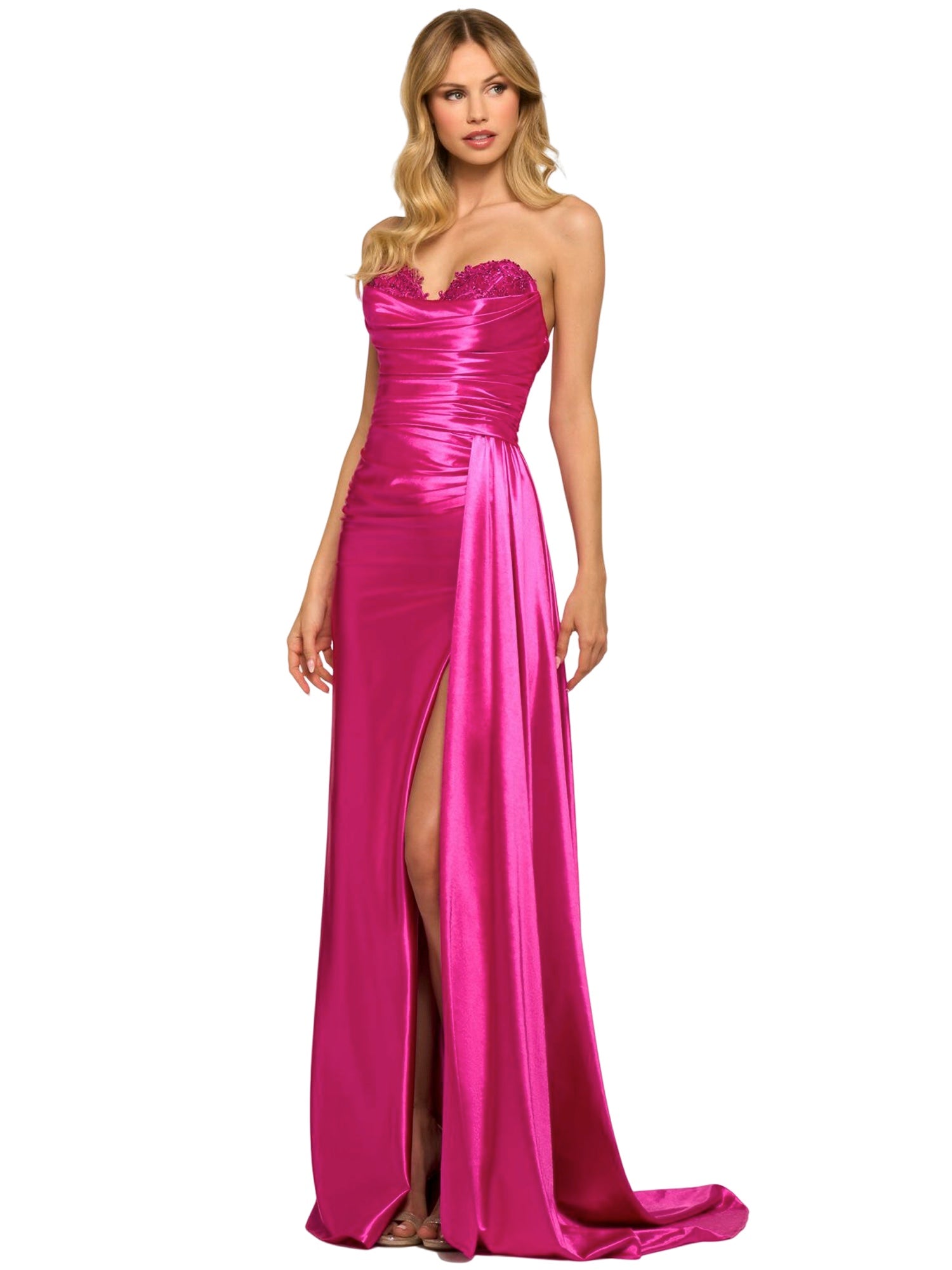 Satin V-Neck Sleeveless Dress