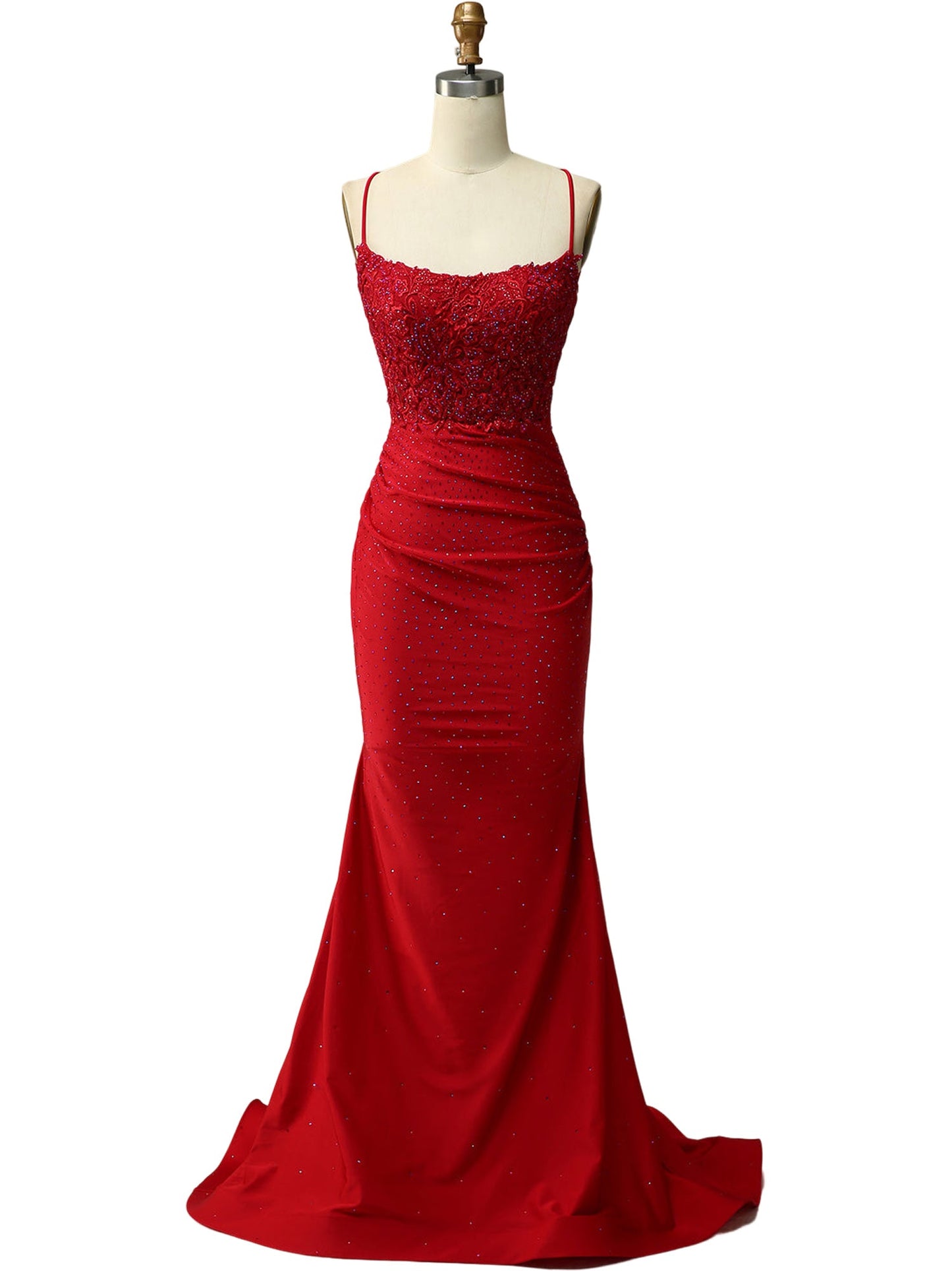 Ruched Surplice Sheath Boat Neck Sleeveless Prom Dress-GD101519