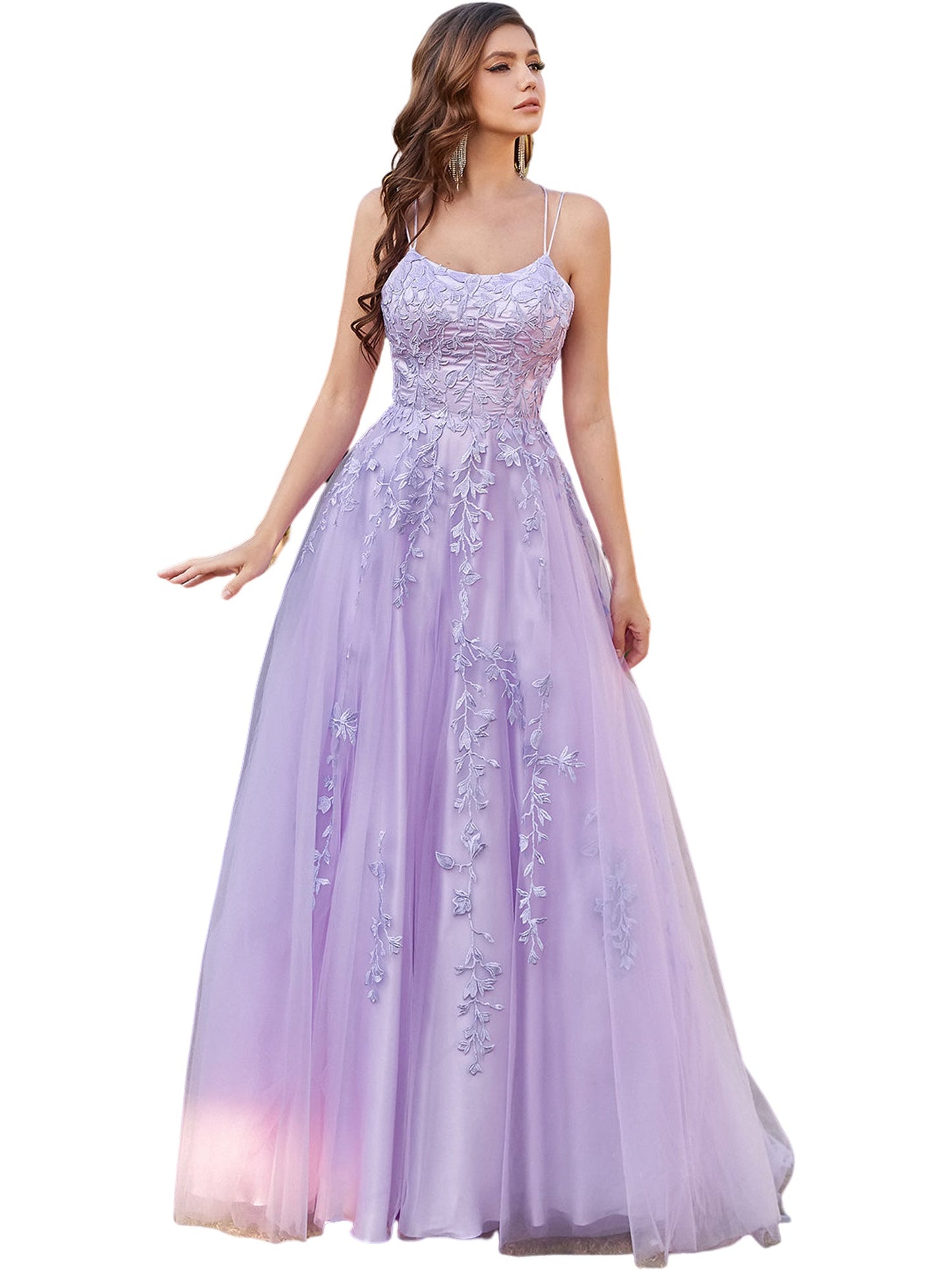 Lace Empire Boat Neck Sleeveless-Prom Dress-GD101527