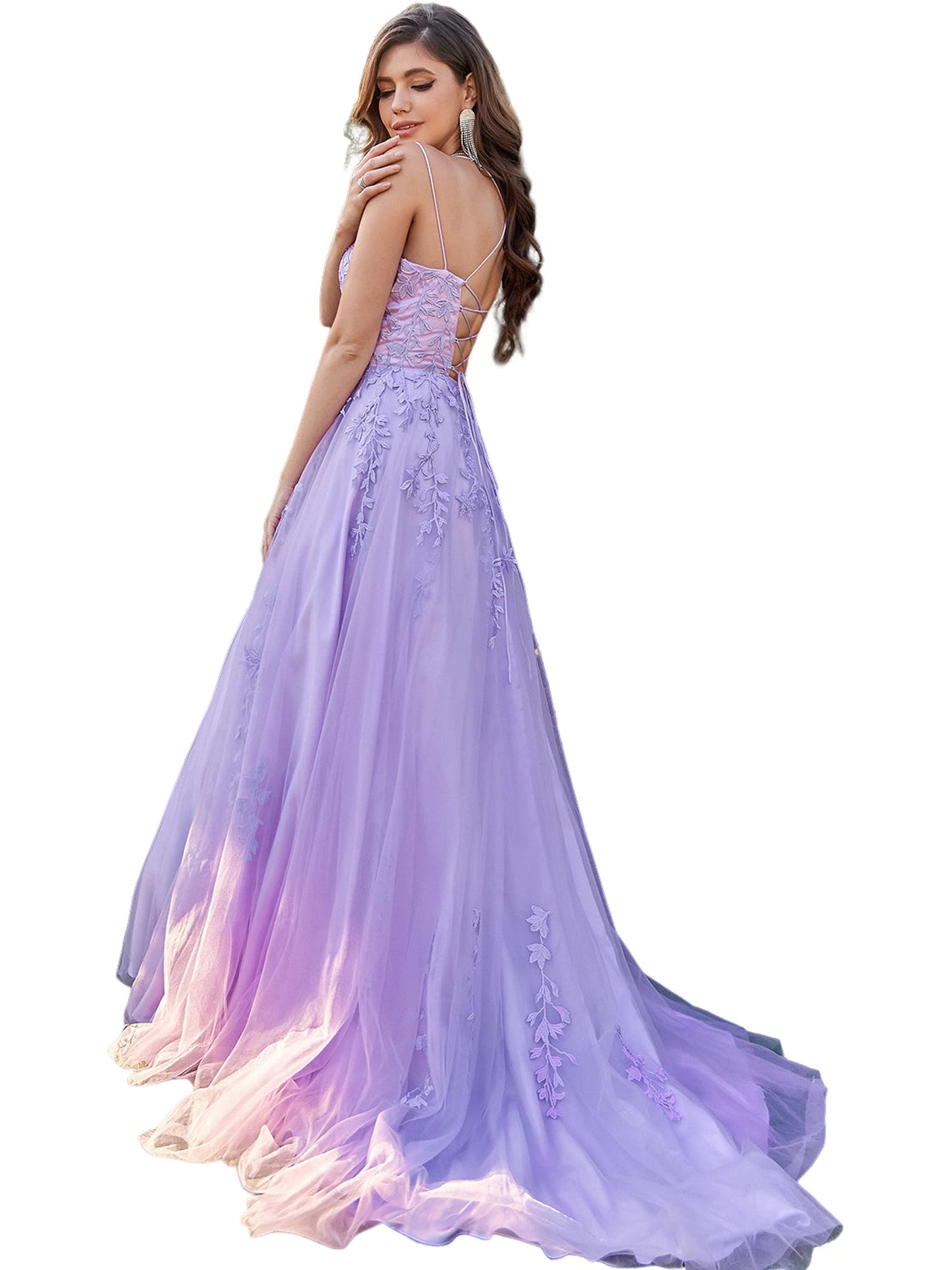 Lace Empire Boat Neck Sleeveless-Prom Dress-GD101527