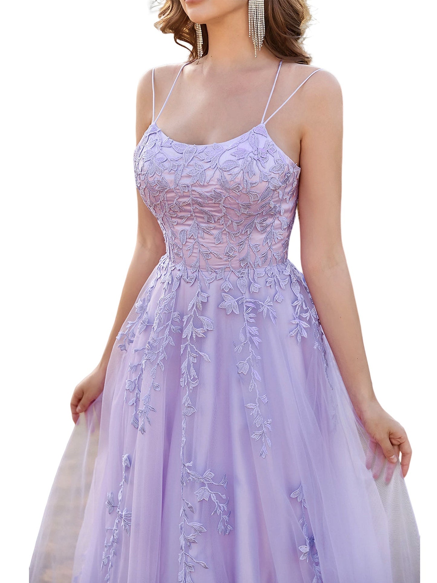 Lace Empire Boat Neck Sleeveless-Prom Dress-GD101527