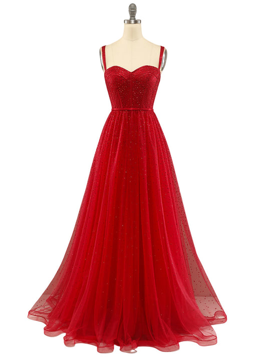 Glitter Tulle Empire Sweetheart Sleeveless-Prom Dress-GD101529