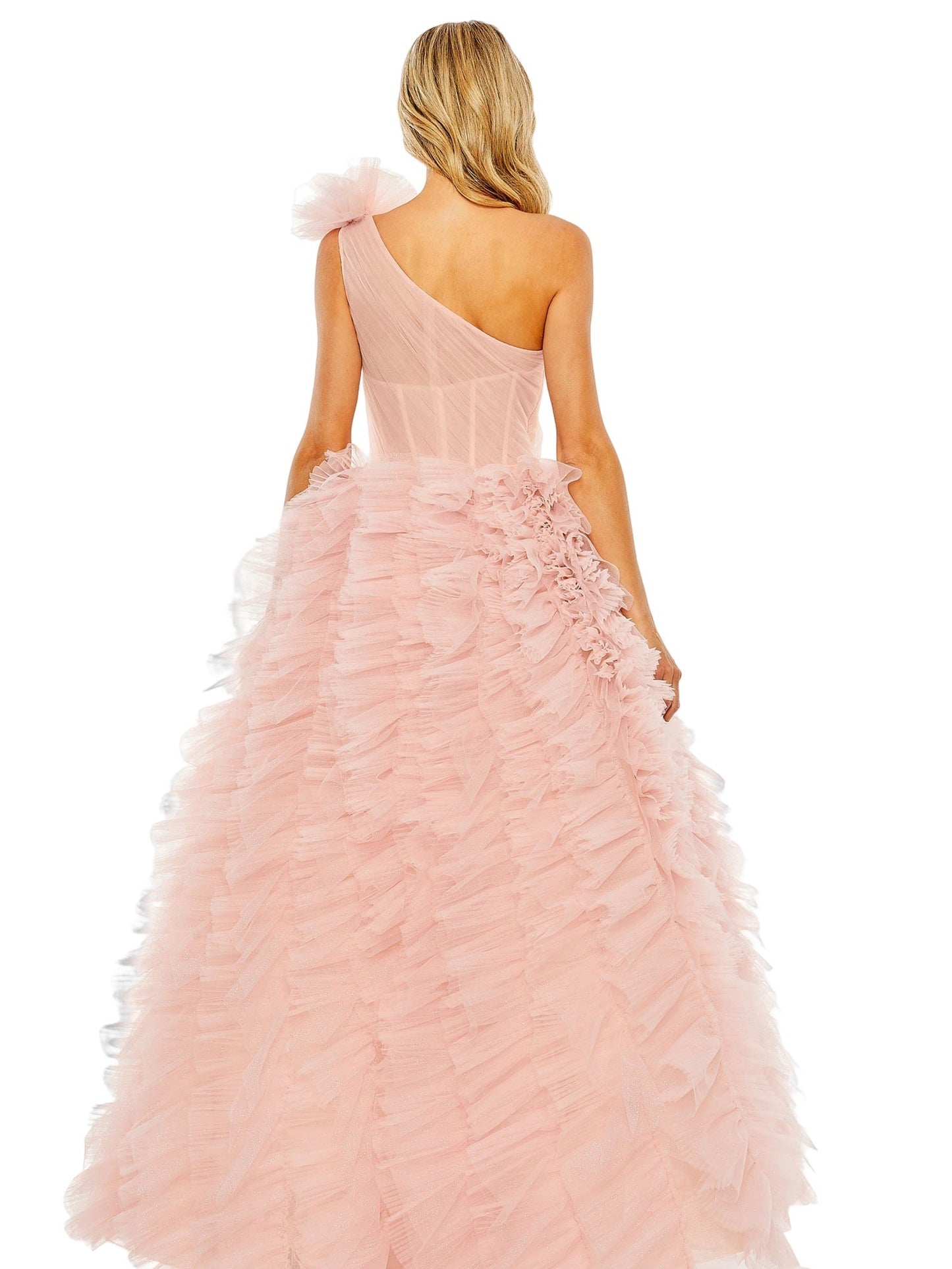 Glitter Tulle A-Line One Shoulder Sleeveless-Prom Dress-GD101626