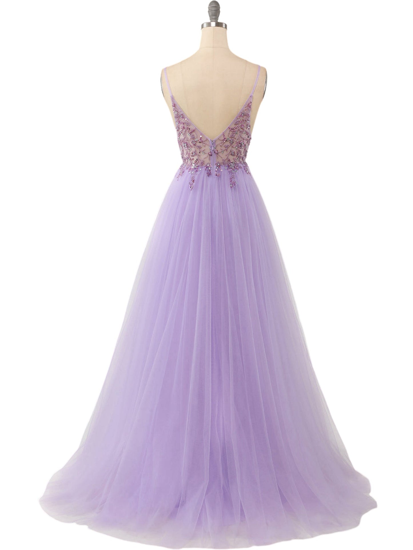 Tulle A-Line Spaghetti Straps Sleeveless-Prom Dress-GD101662