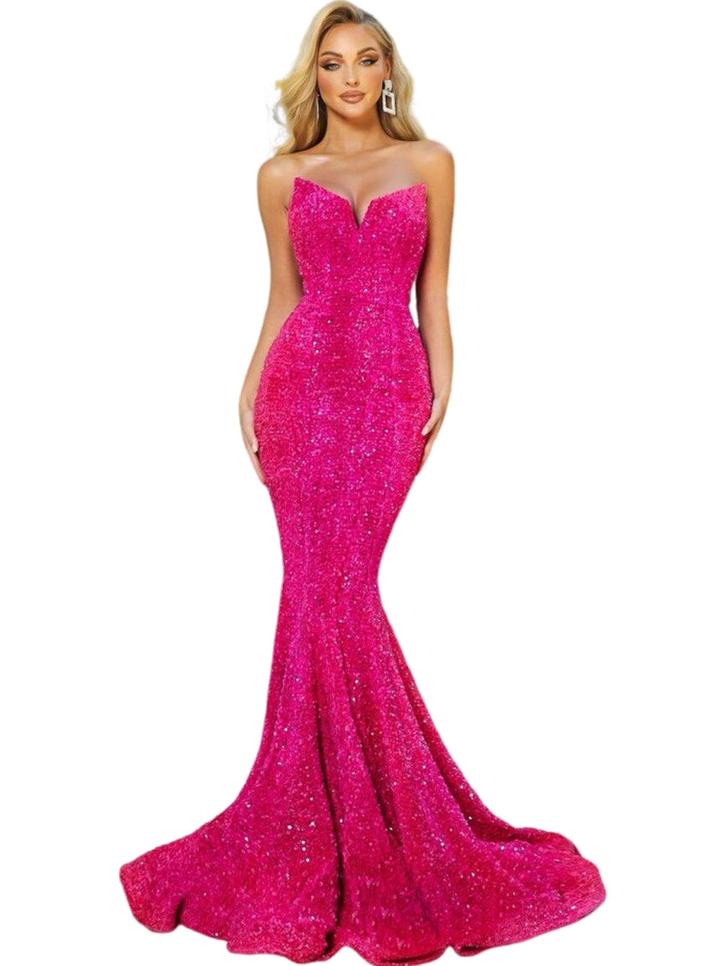 Sequin Mermaid Strapless Sleeveless Prom Dress-GD101668