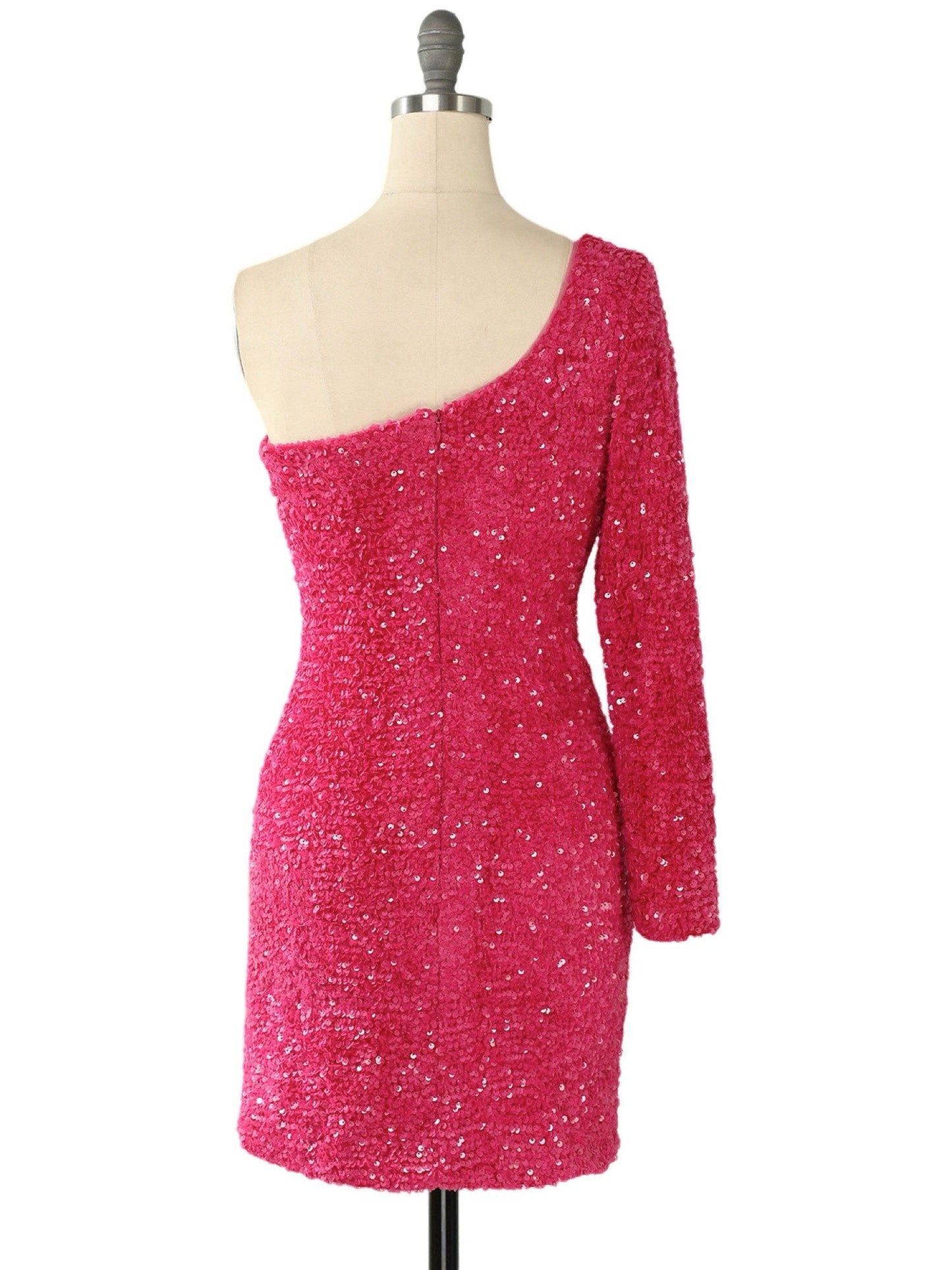 Sequin Sheath One Shoulder Long Sleeves-Dress-GD101734