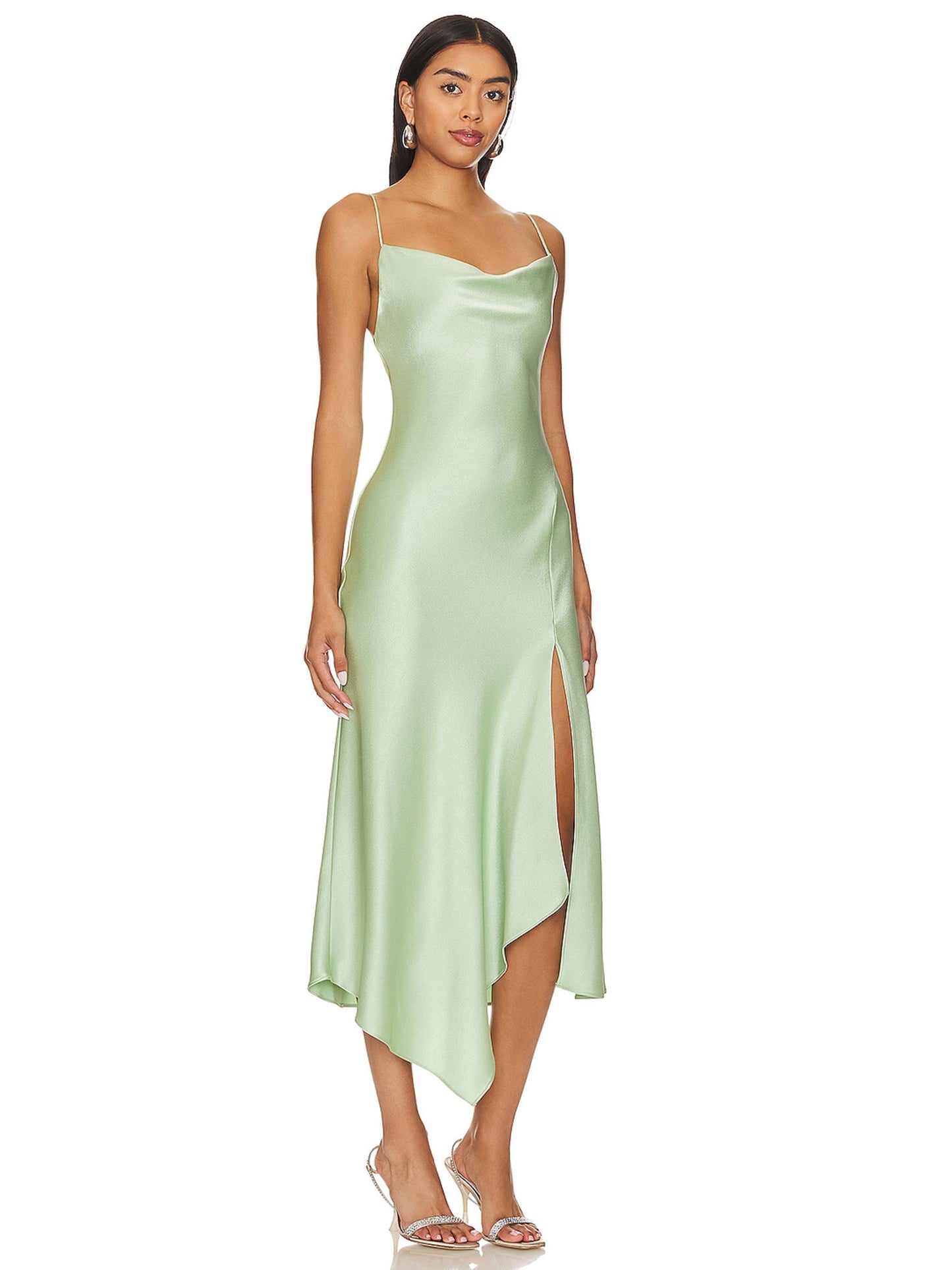 Strech Satin Column Spaghetti Straps Sleeveless Dress-GD101840