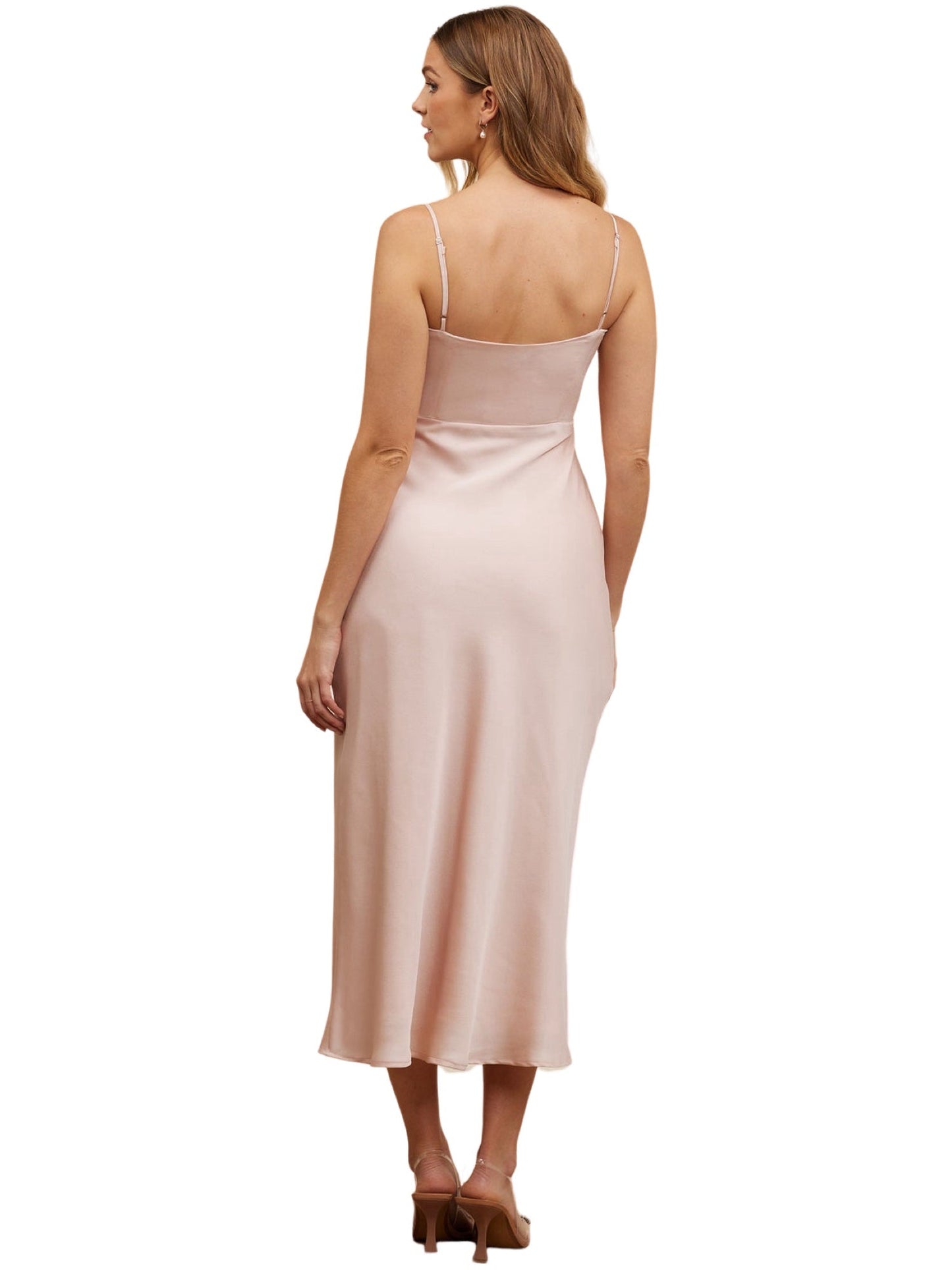 Satin Column Spaghetti Straps Sleeveless Dress-GD101858