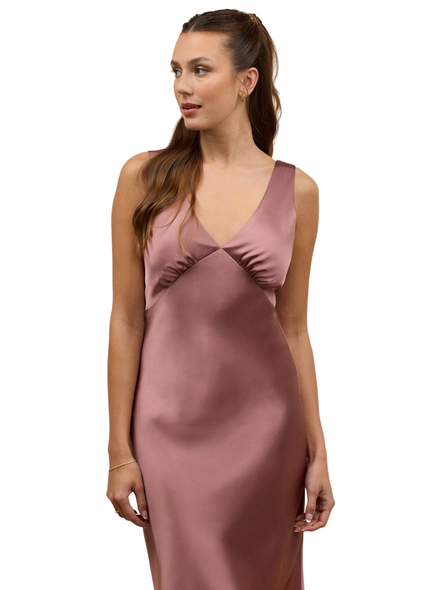 Satin Column V-Neck Sleeveless Dress-GD101862