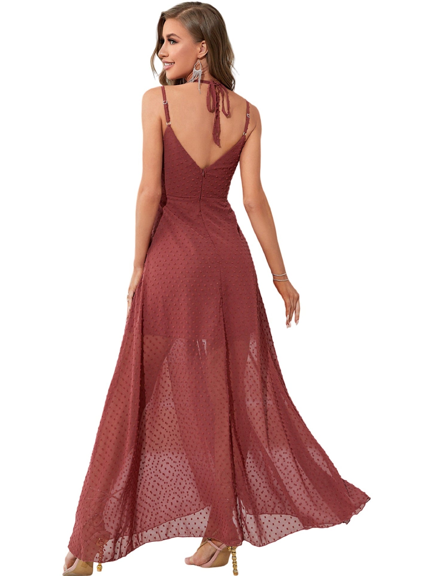 Rayon A-Line V-Neck Half Sleeves-Dress-GD101902