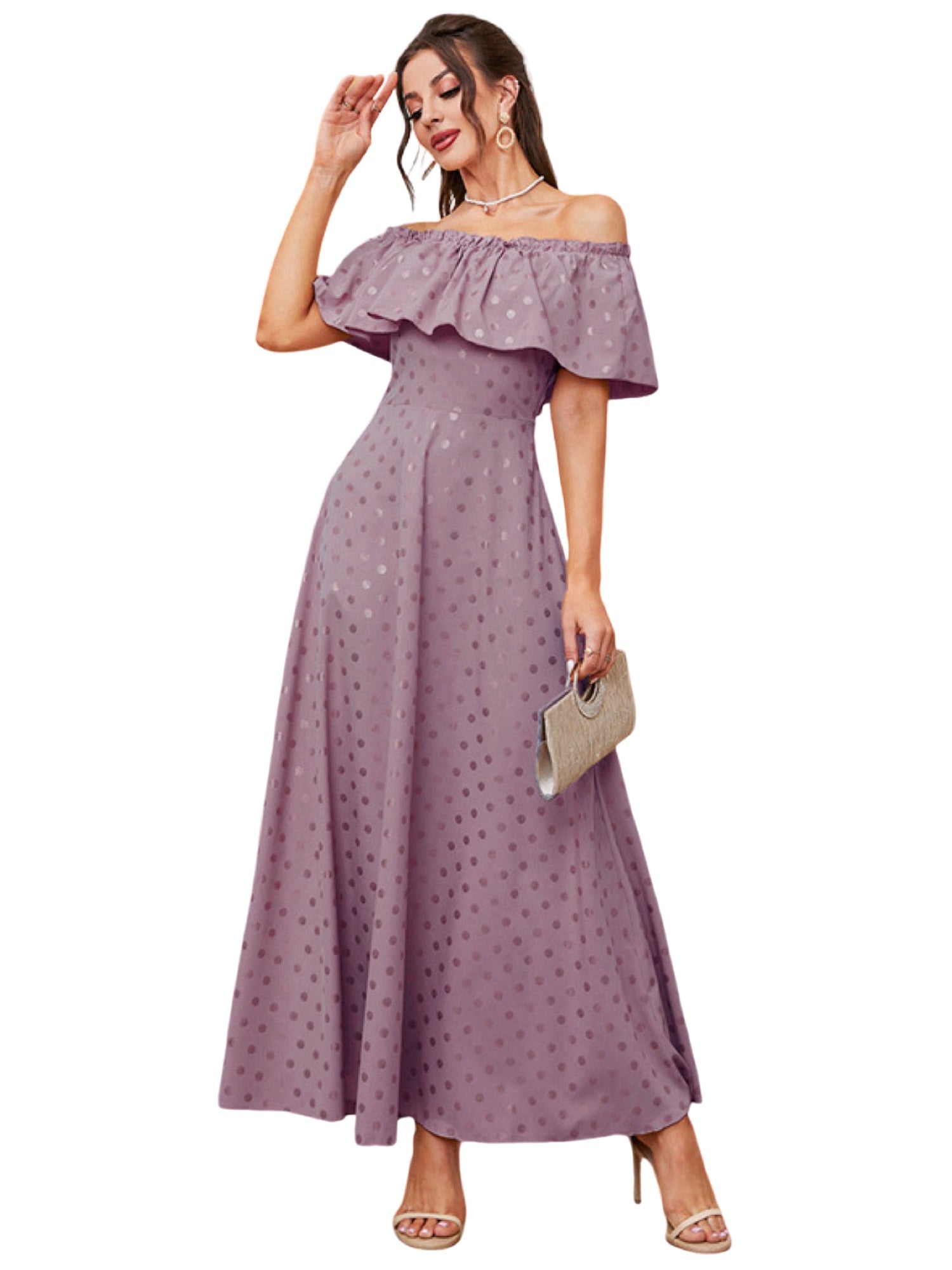 Pearl Chiffon V-Neck Half Sleeves Dress