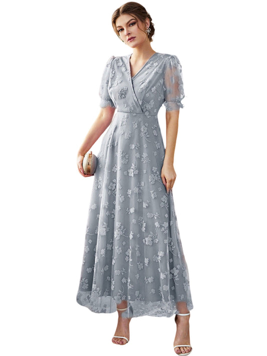 Rayon A-Line V-Neck Half Sleeves-Dress-GD101908