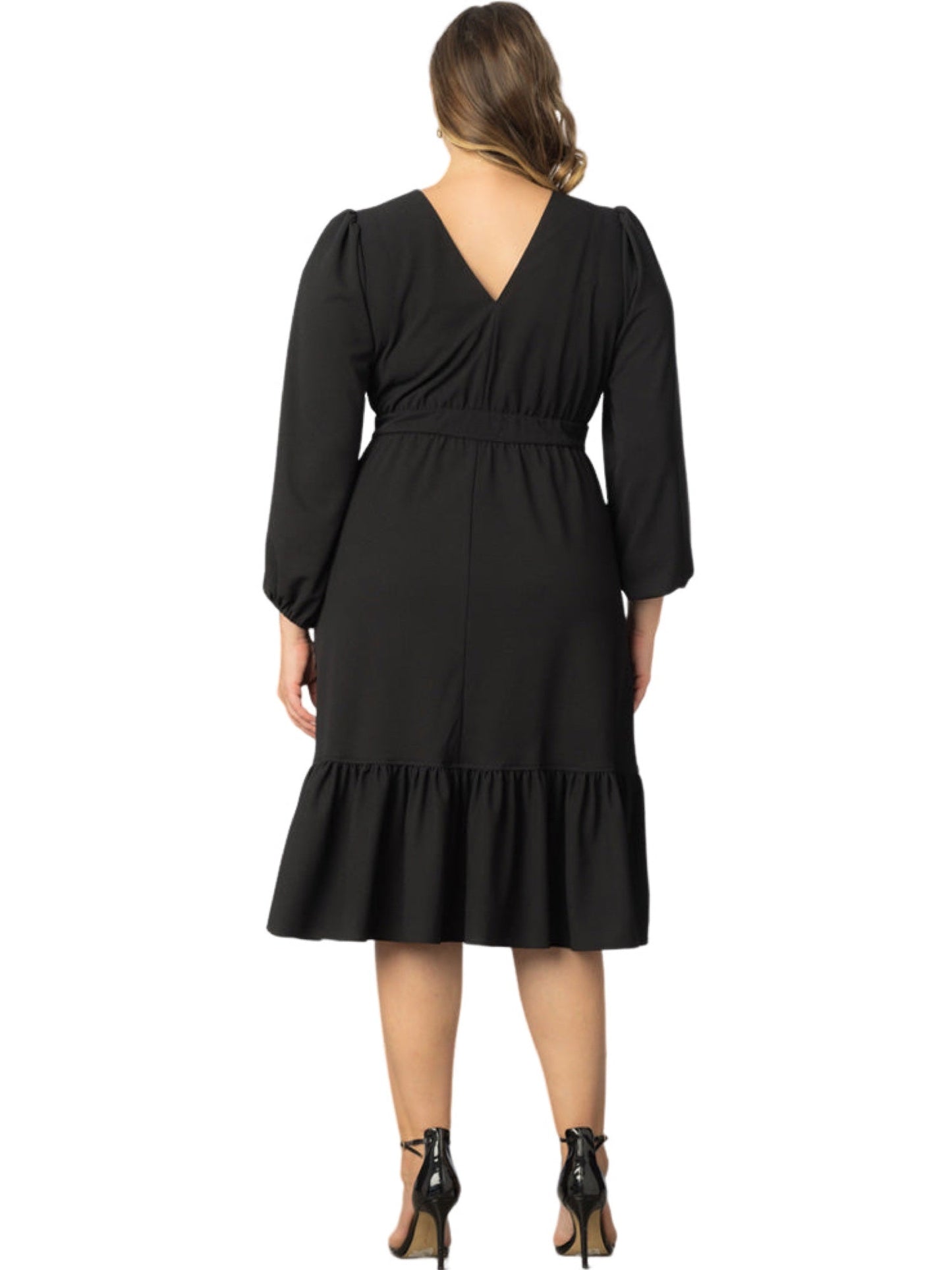 Ruched Surplice A-Line V-Neck Long Sleeves-Dress-GD101923