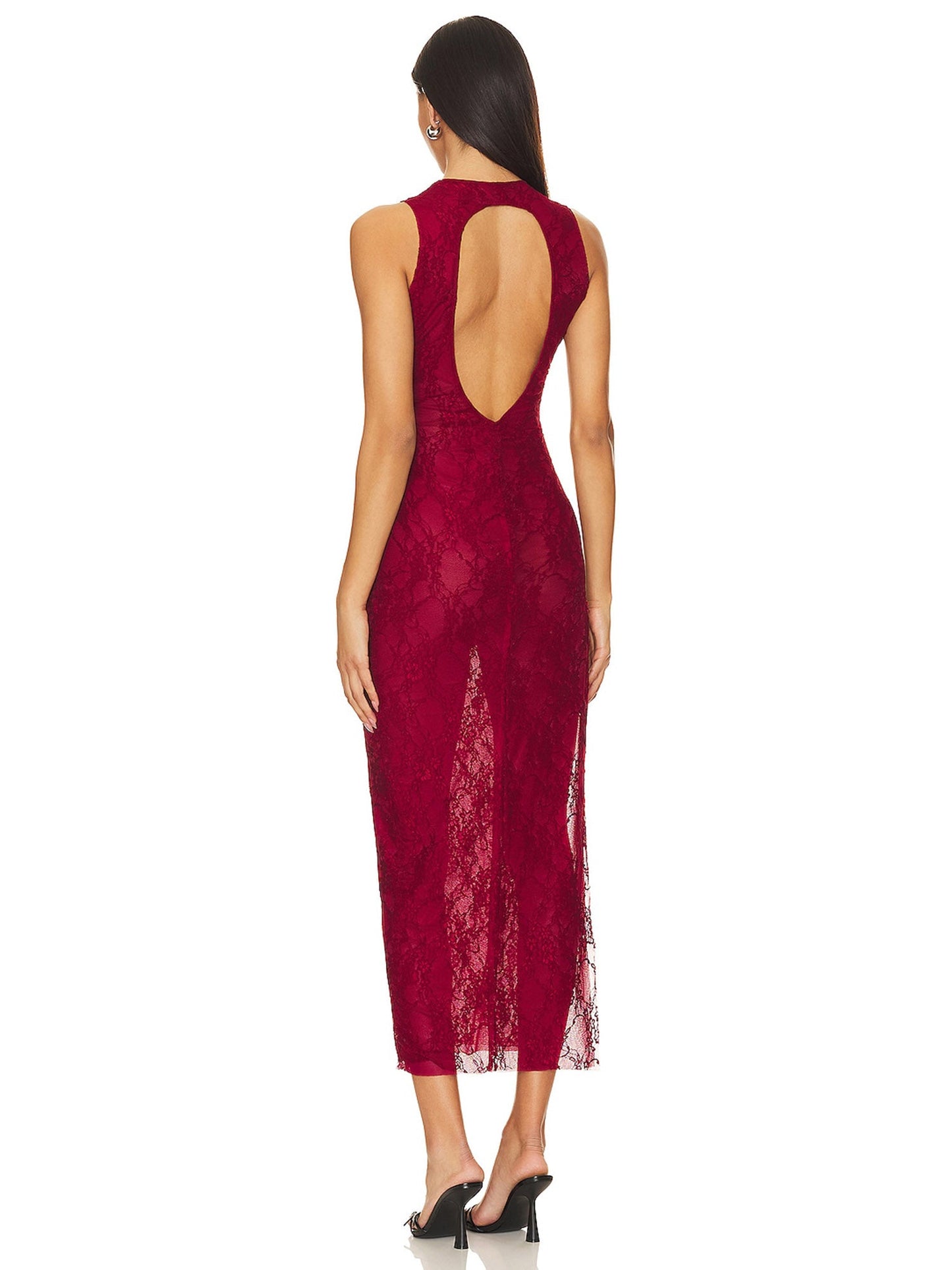 Lace Sheath V-Neck Sleeveless-Dress-GD101957
