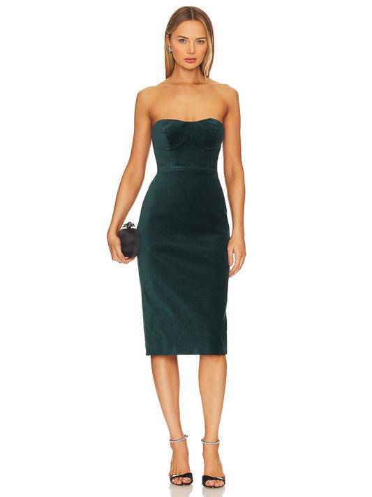 Velvet Sheath Strapless Sleeveless-Dress-GD101960