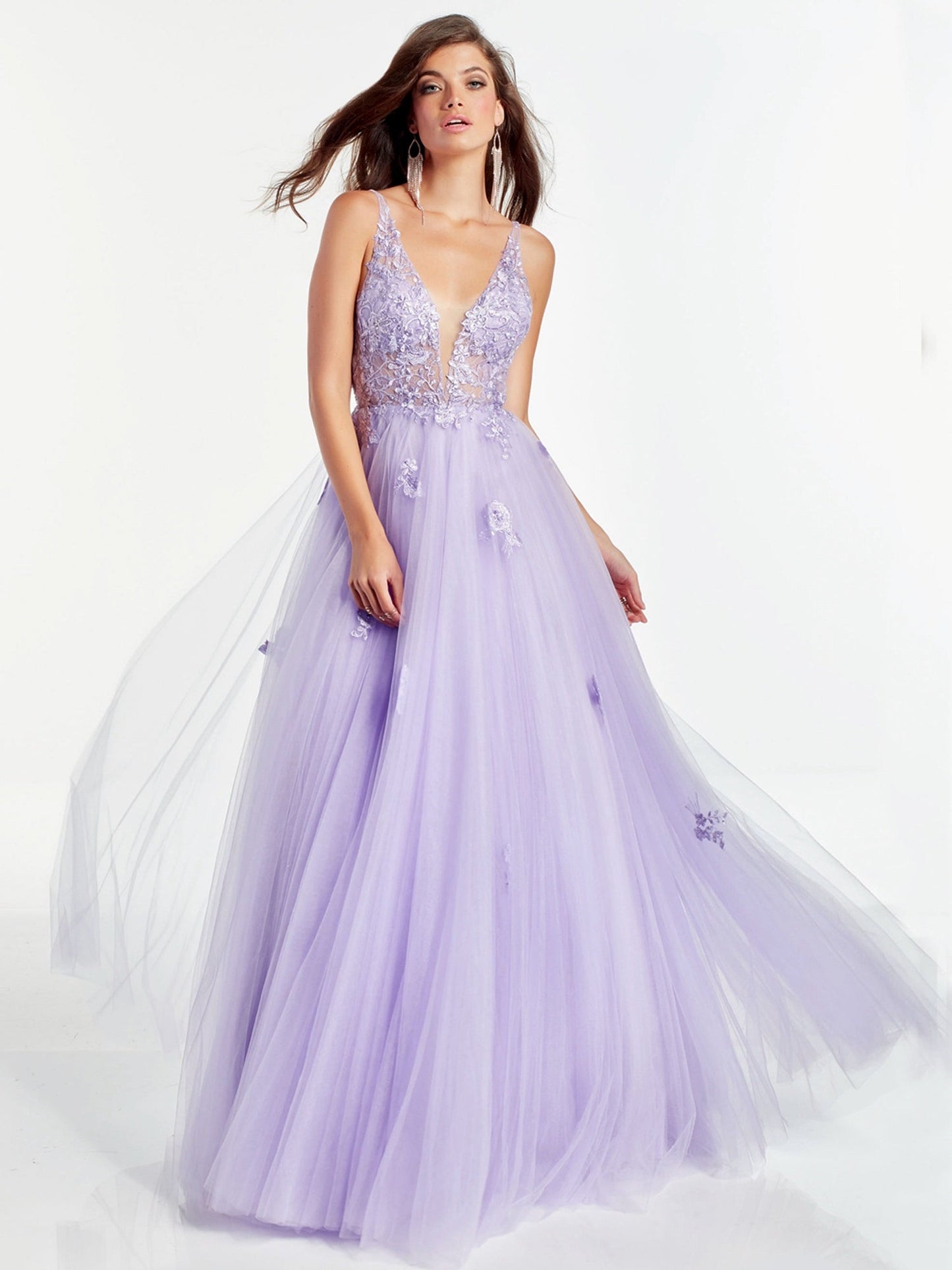 Tulle A-Line V-Neck Sleeveless-Prom Dress-GD102004