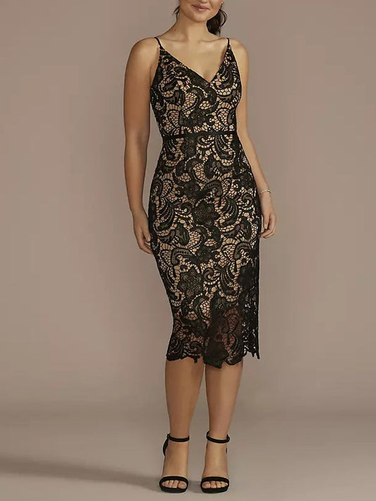 Lace Sheath V-Neck Sleeveless-Prom Dress-GD102049
